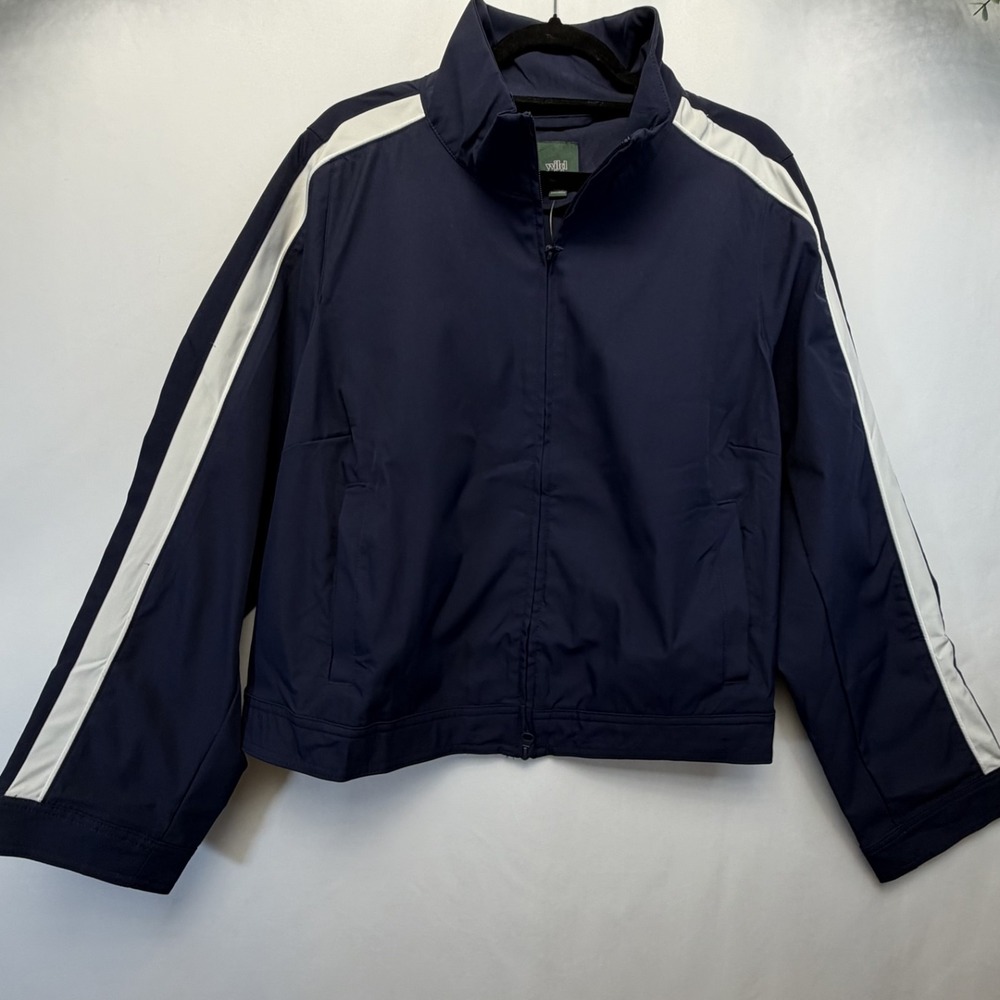 Wild Fable Women's Track Jacket Full Zip-Up Blue with White Stripes Size XXL NWT